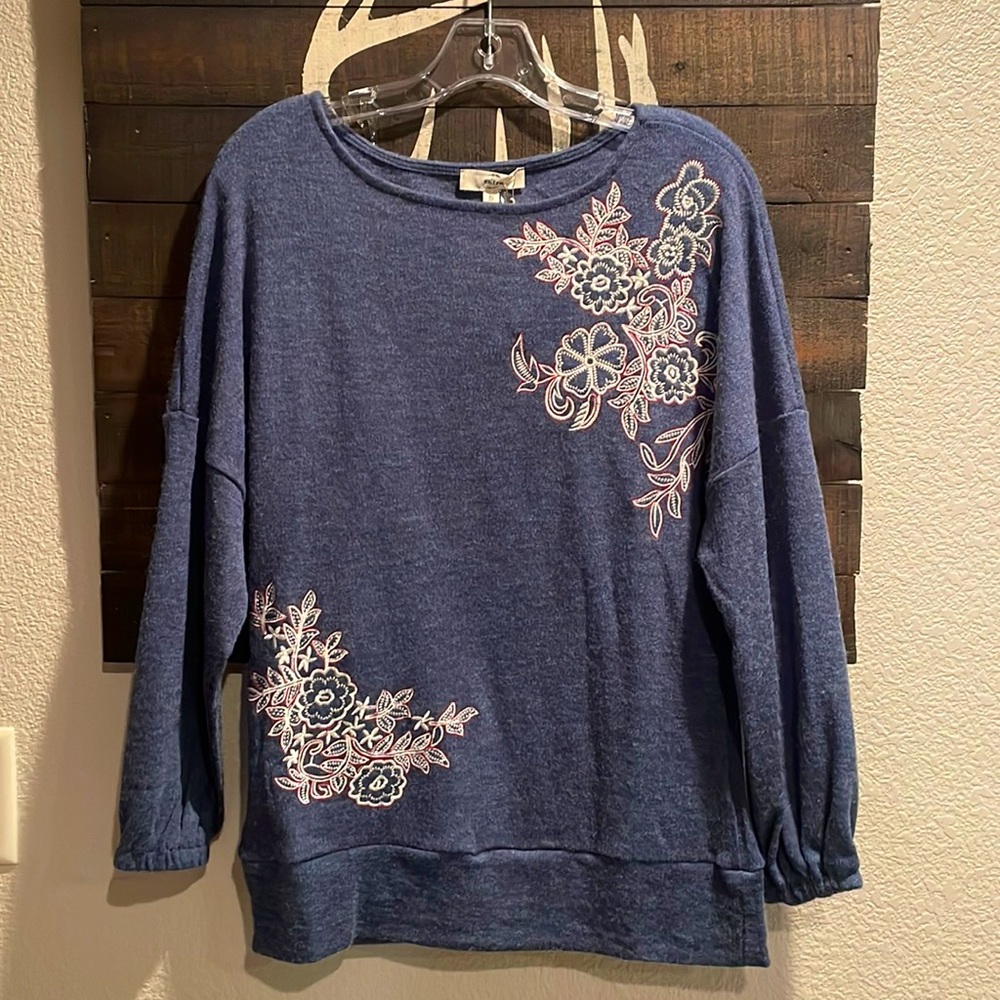 Navy floral sweater